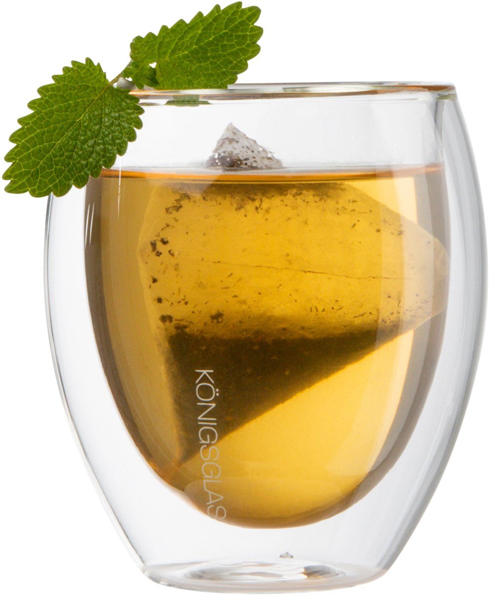 Königsglas Gläser-Set Crema doppelwandige Gläser 2/4er Glas Set 250 ml Cocktailgläser, Premium Swing Gläser aus Borosilikatglas, Trinkglas Kaffee Cappuccino Tasse Teeglas