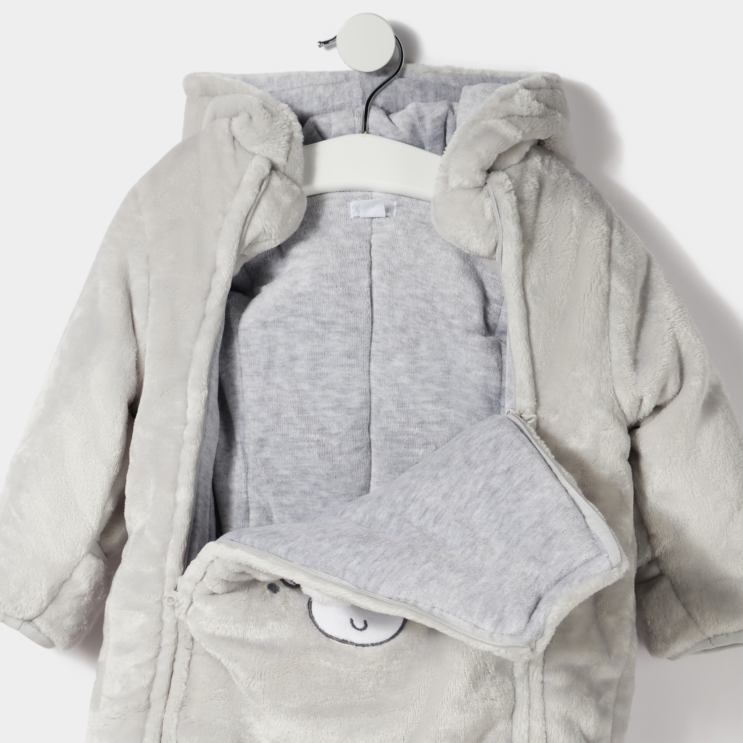 Combinaison à capuche zippée gris clair bébé garçon | La Halle