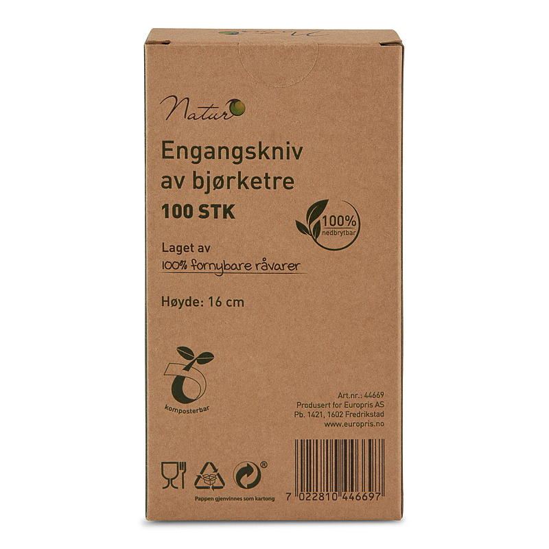 Natur Engangskniver 100-pk, av tre