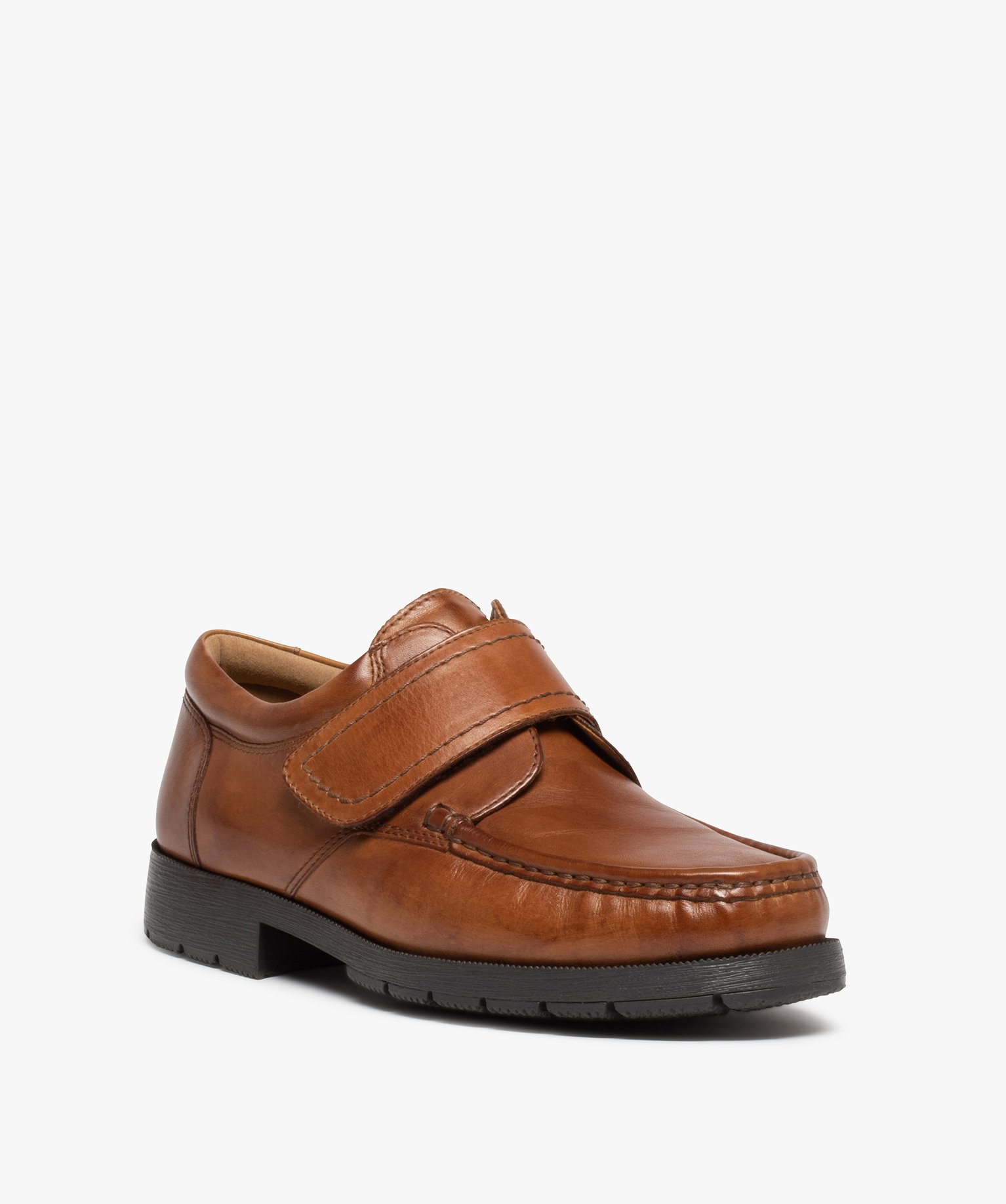 Chaussures bateau homme confort dessus cuir uni marron | GEMO