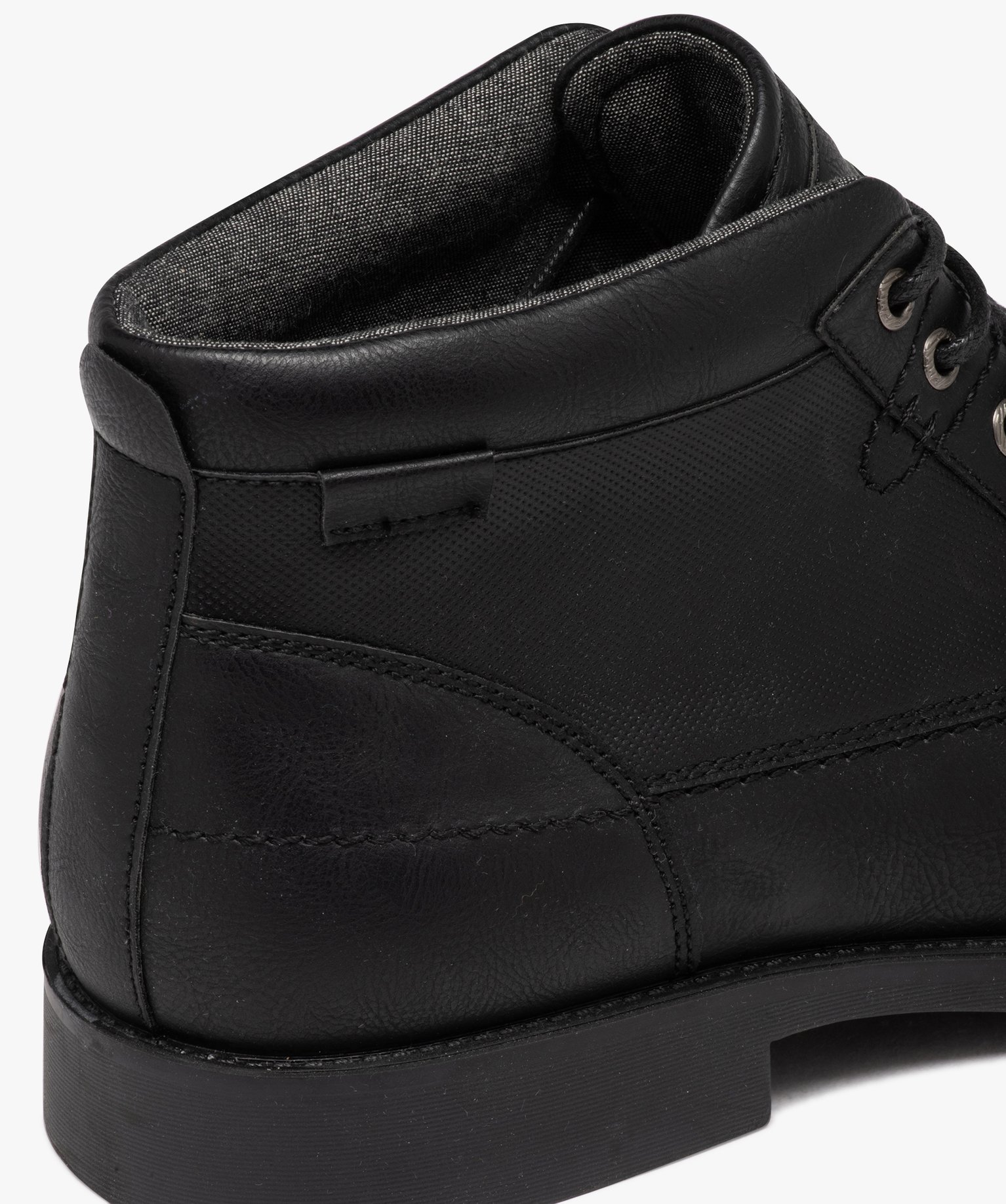 Boots homme unies style casual à lacets noir | GEMO