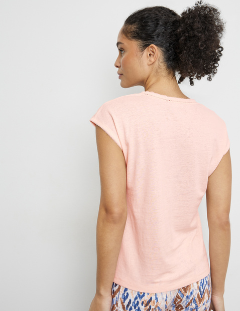 Kurzarmshirt mit Chiffonblende