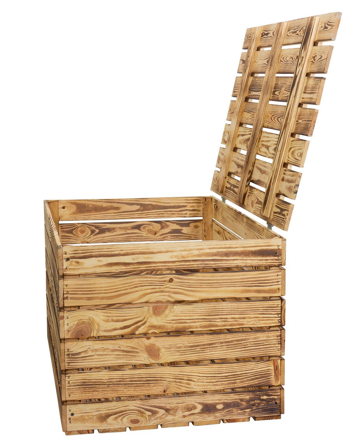 Kistenkolli Altes Land Allzweckkiste Grosse Holztruhe 80er geflammt mit Deckel 80x50x39cm