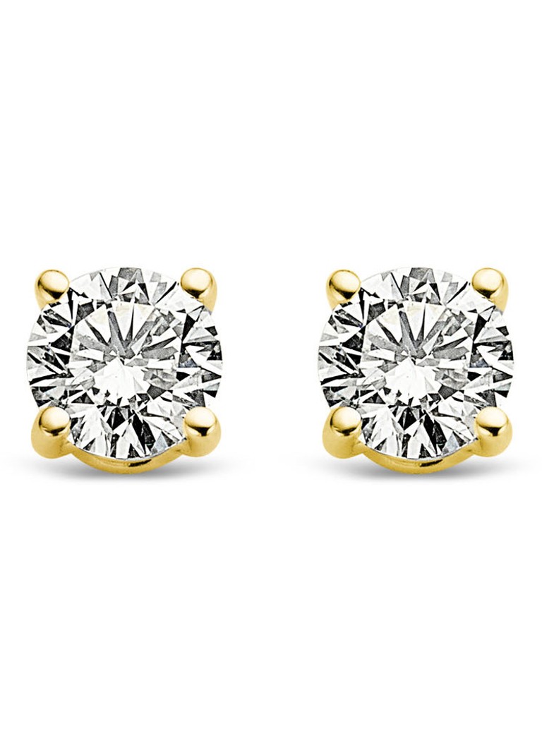Diamond Point Yellow gold solitaire lab-grown diamond stud earrings, 0.26 ct. 0.26 ct diamond Lab-grown diamond