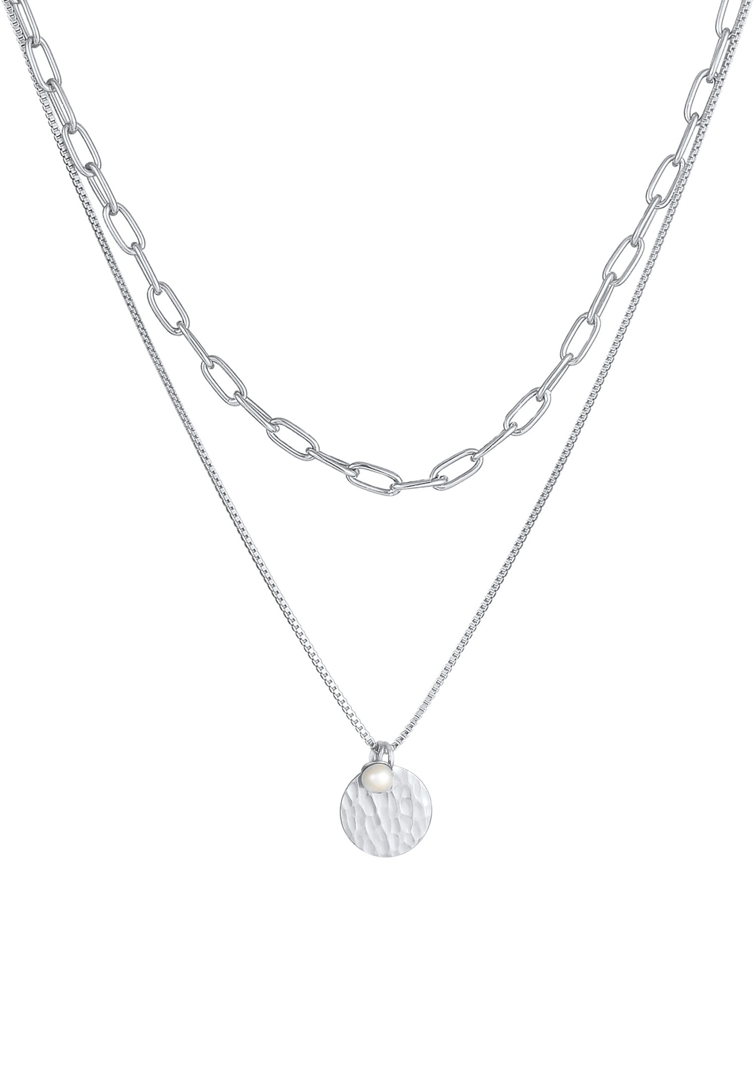 Colgante de placa Elli PREMIUM para mujer con cadena Figaro en plata 925.