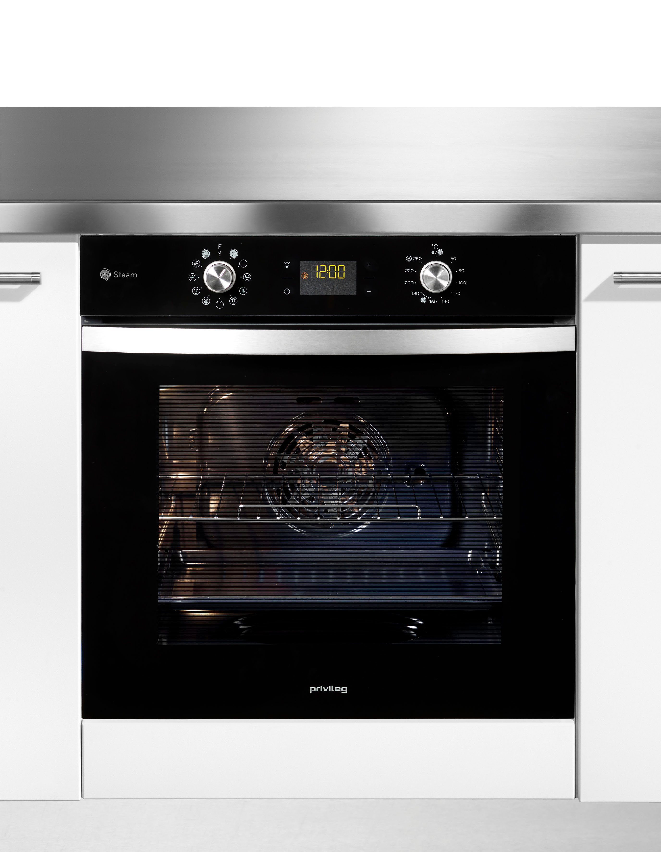Privileg Einbaubackofen PBWK3 JH8S BLG, mit Backauszug, Hydrolyse, Dampffunktion