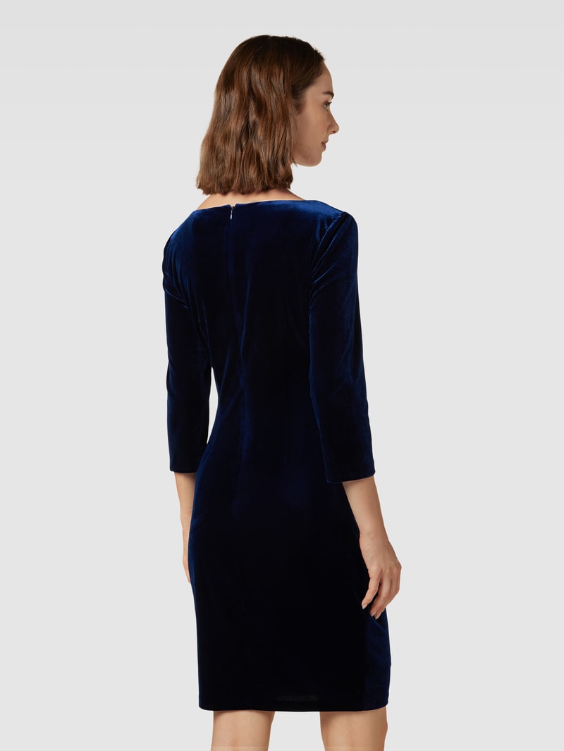 Knielanges Cocktailkleid in Wickel-Optik in marineblau