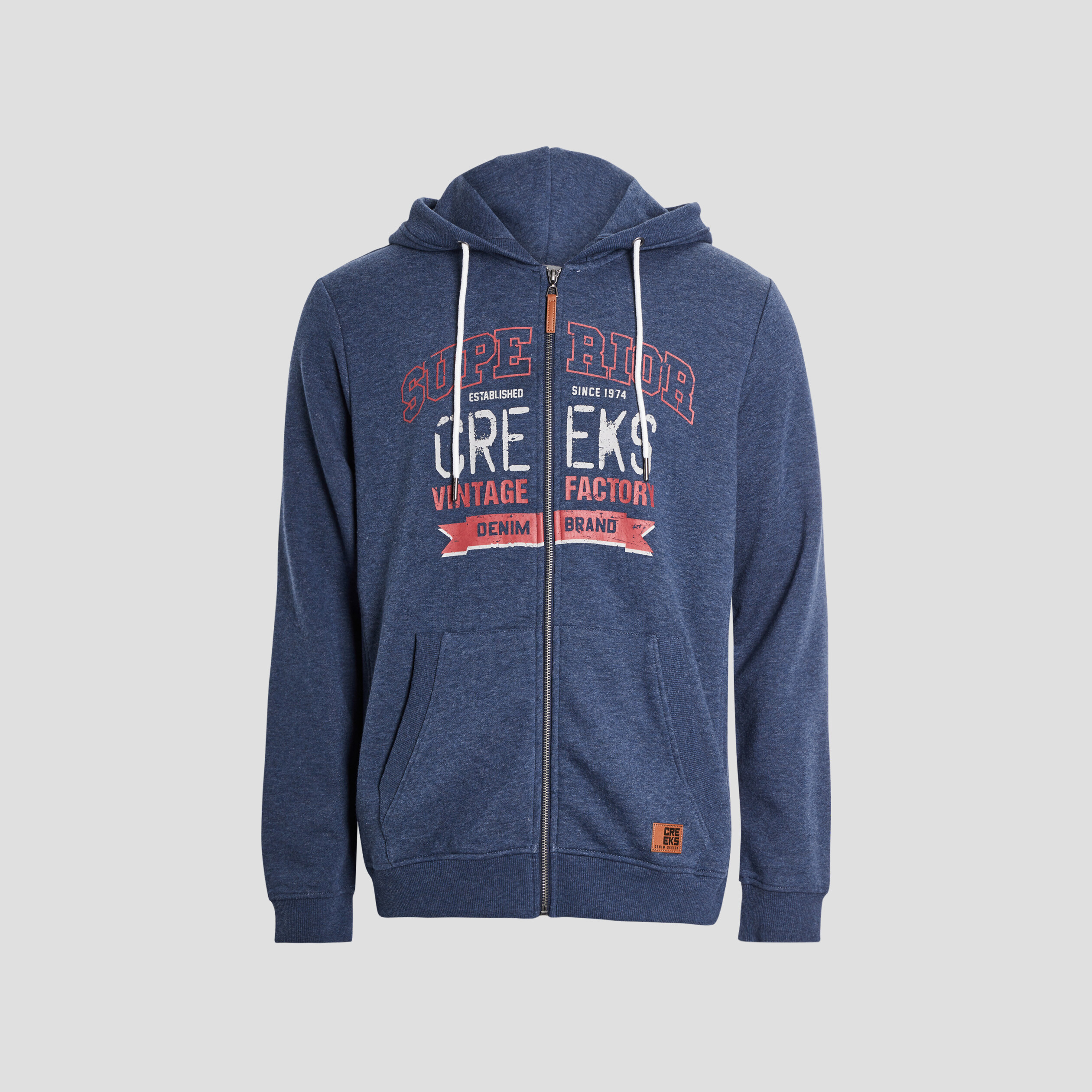 Sweat zippé à capuche Creeks bleu marine homme | La Halle