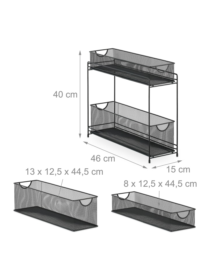 relaxdays Küchenschrank Organizer in Schwarz - (B)15 x (H)40 x (T)46 cm günstig kaufen onesize
