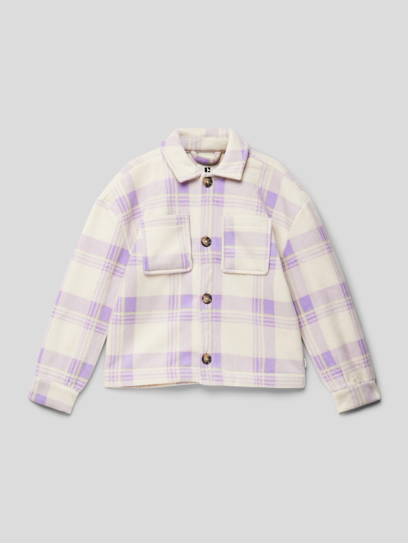 Hemdjacke mit Knopfleiste Modell 'CHECK' in flieder