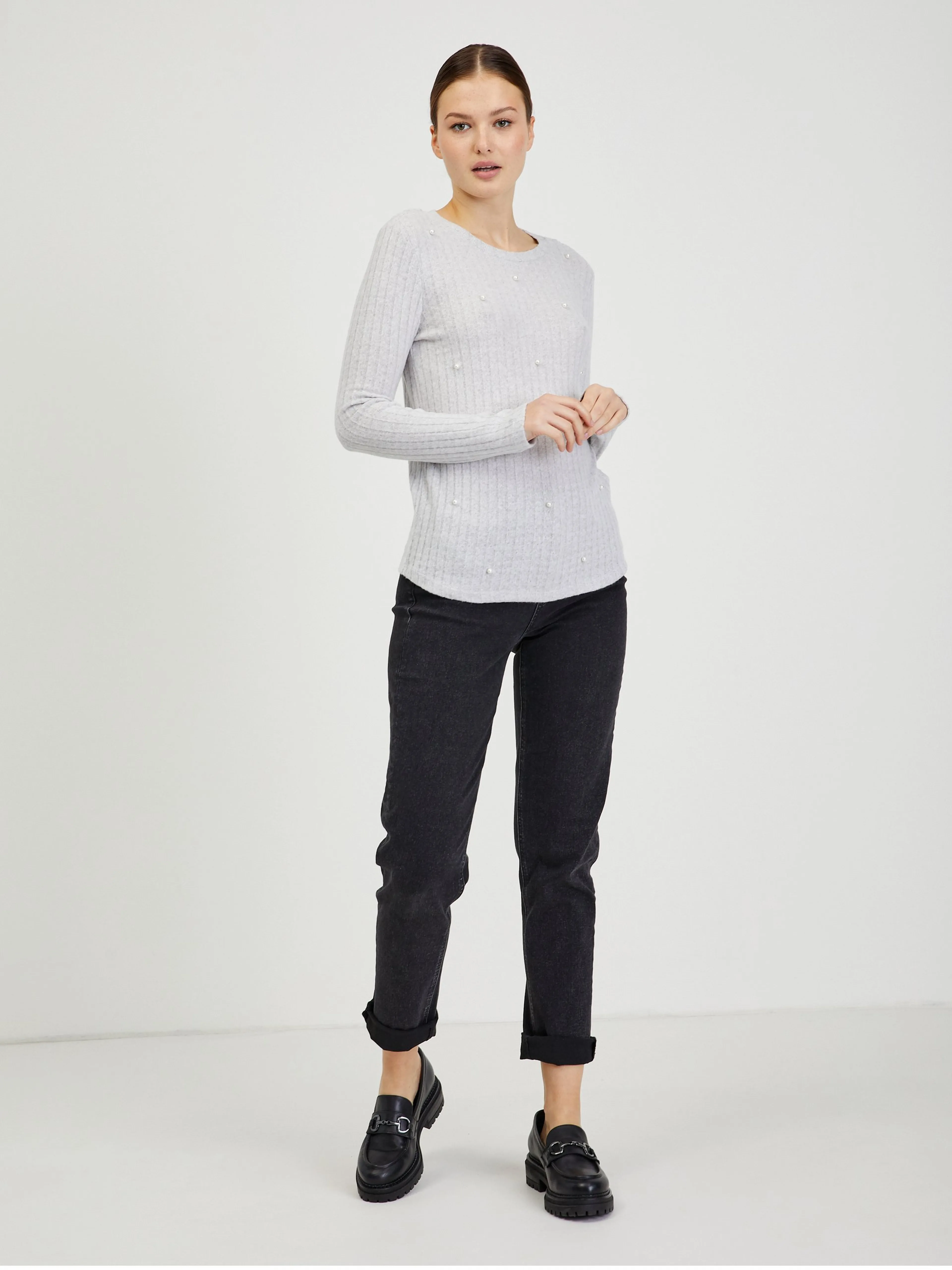 Hellgrauer Damen Rippenpullover ORSAY