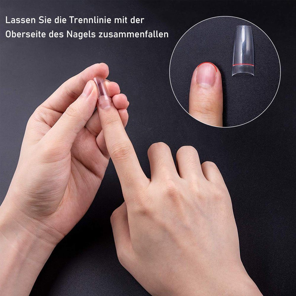 zggzerg Kunstfingernägel 1000 Stück Künstlich Nagelspitze, Halbbedeckte Französisch Nagelspitze, 1000-tlg.