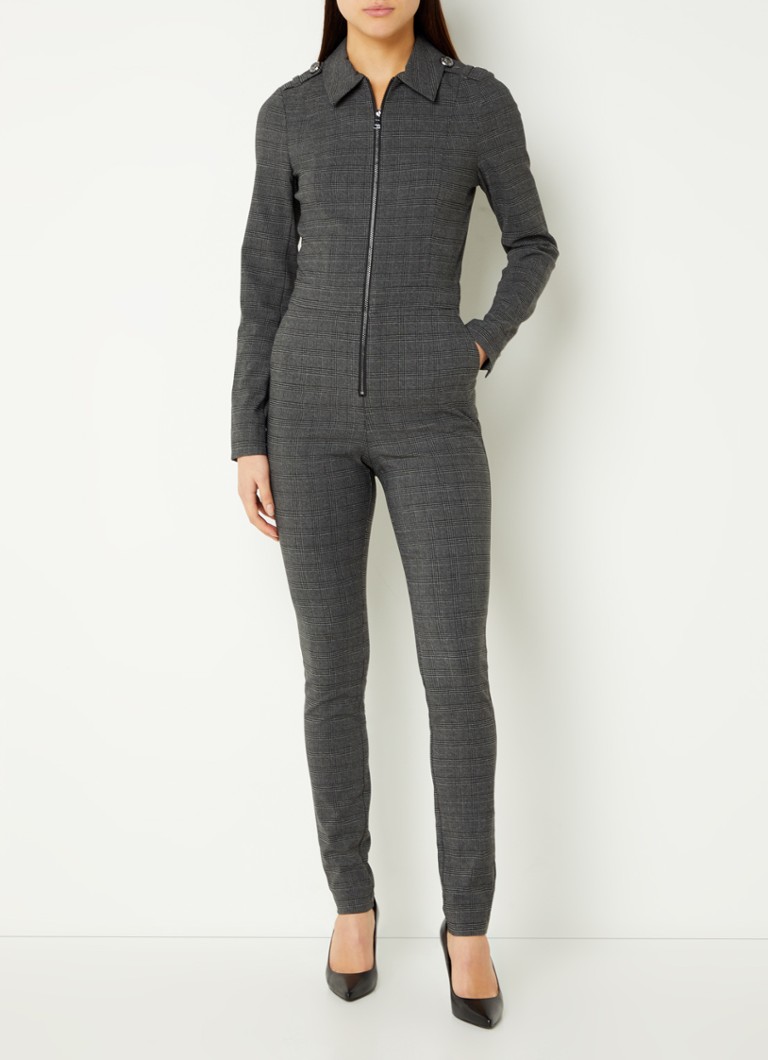 NIKKIE Alaska skinny fit jumpsuit with check pattern and side pockets
