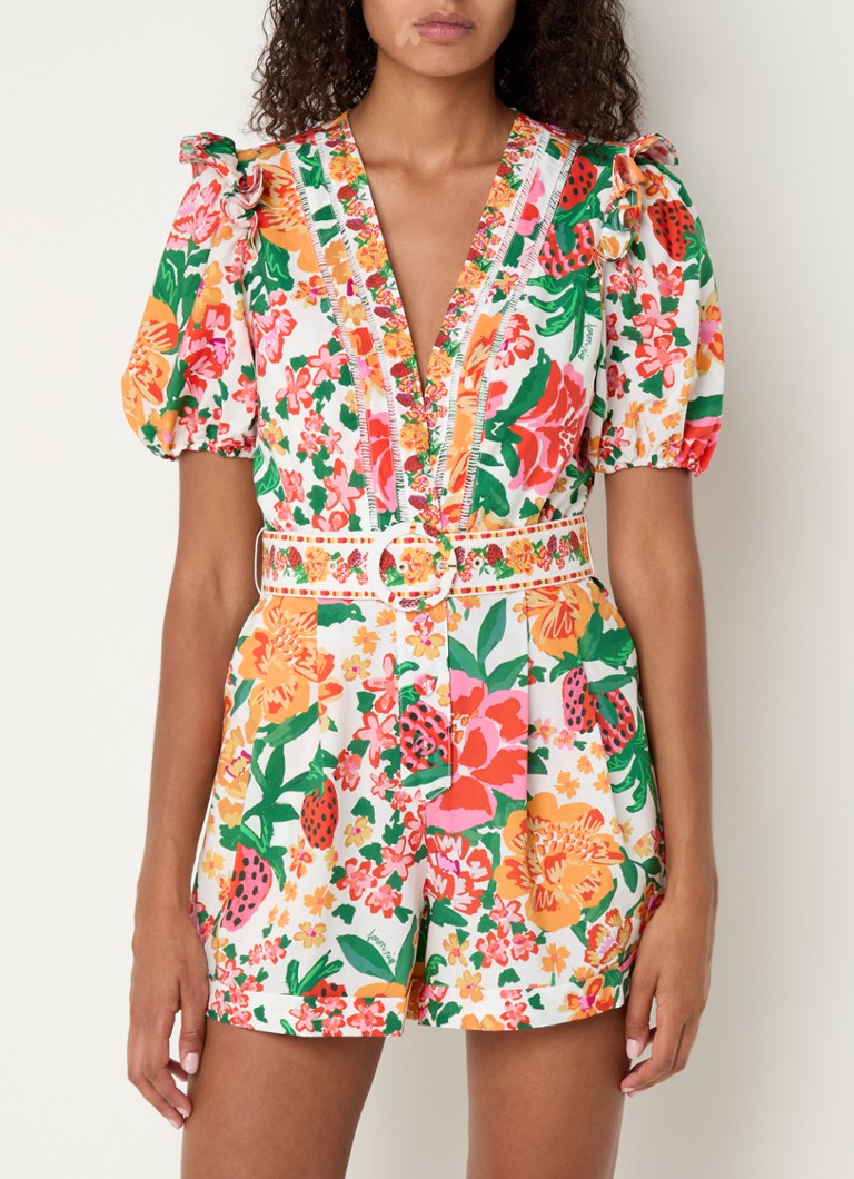 Farm Rio  Playsuit met bloemenprint en ceintuur