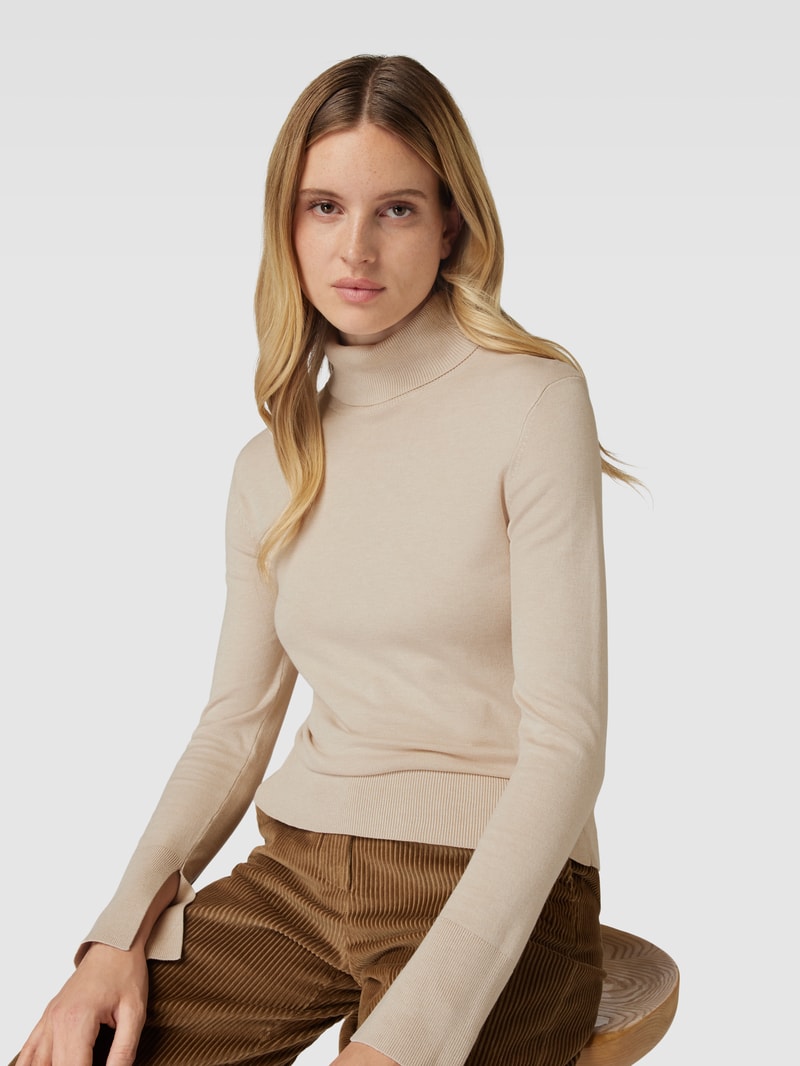 Strickpullover aus Viskose-Mix mit Rollkragen in sand