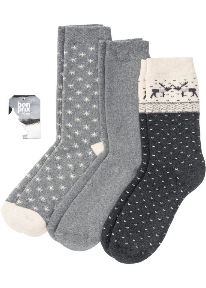 Thermo Socken (3er Pack) mit Bio-Baumwolle und Geschenkkarte