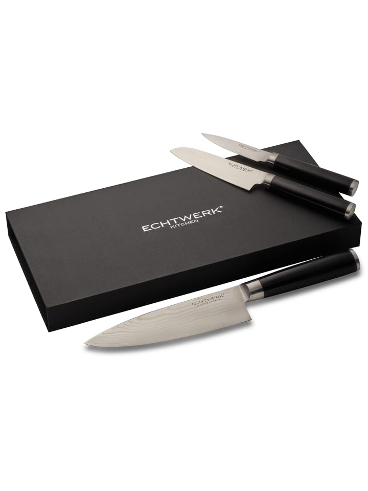 Echtwerk 3 tlg. Set Damaszener Messer in Schwarz günstig kaufen onesize