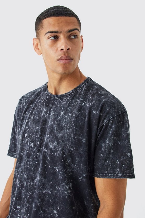 Oversize T-Shirt mit Acid-Waschung und Print