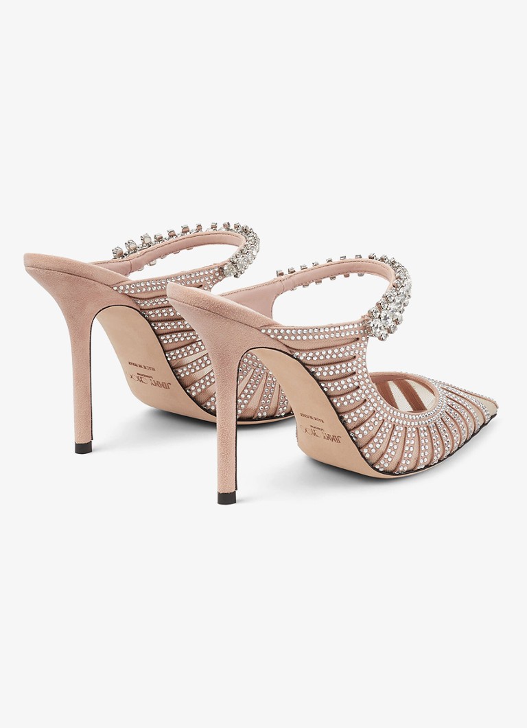 Ciabatte Jimmy Choo Bing 100 in pelle scamosciata di capra con cristalli