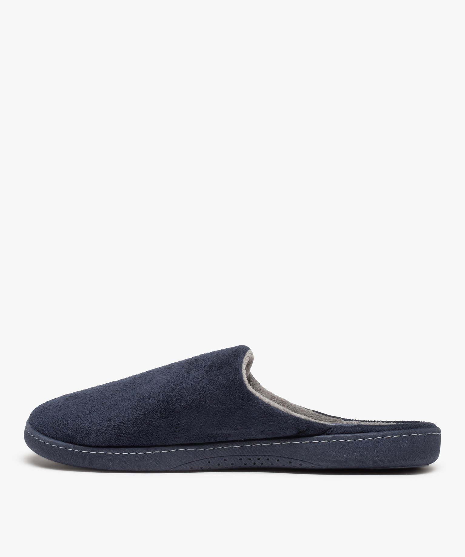 Chaussons homme mules plates en velours imprimé - Isotoner marine | GEMO