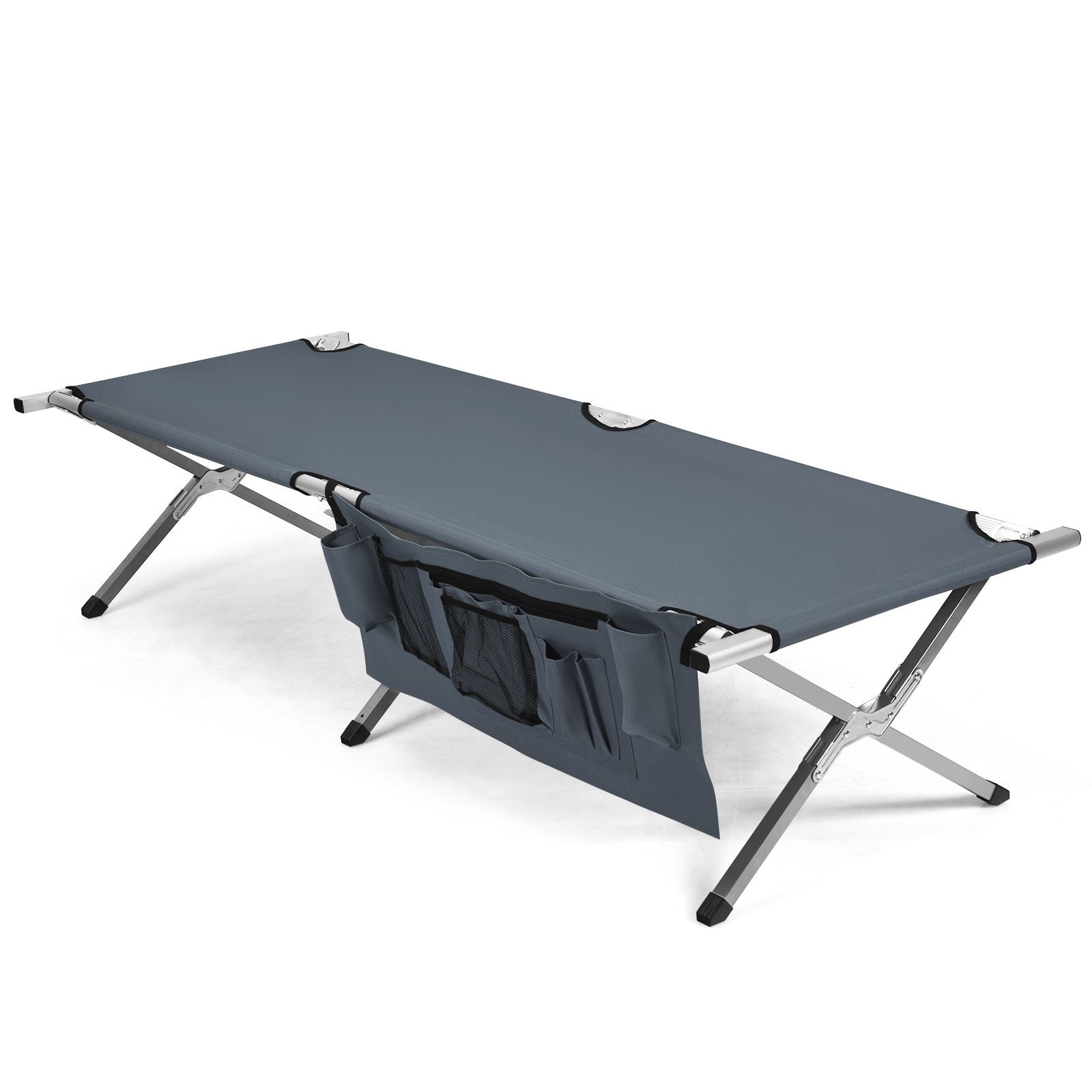 COSTWAY Feldbett Campingbett klappbar, mit Seitentasche, 130kg belastbar