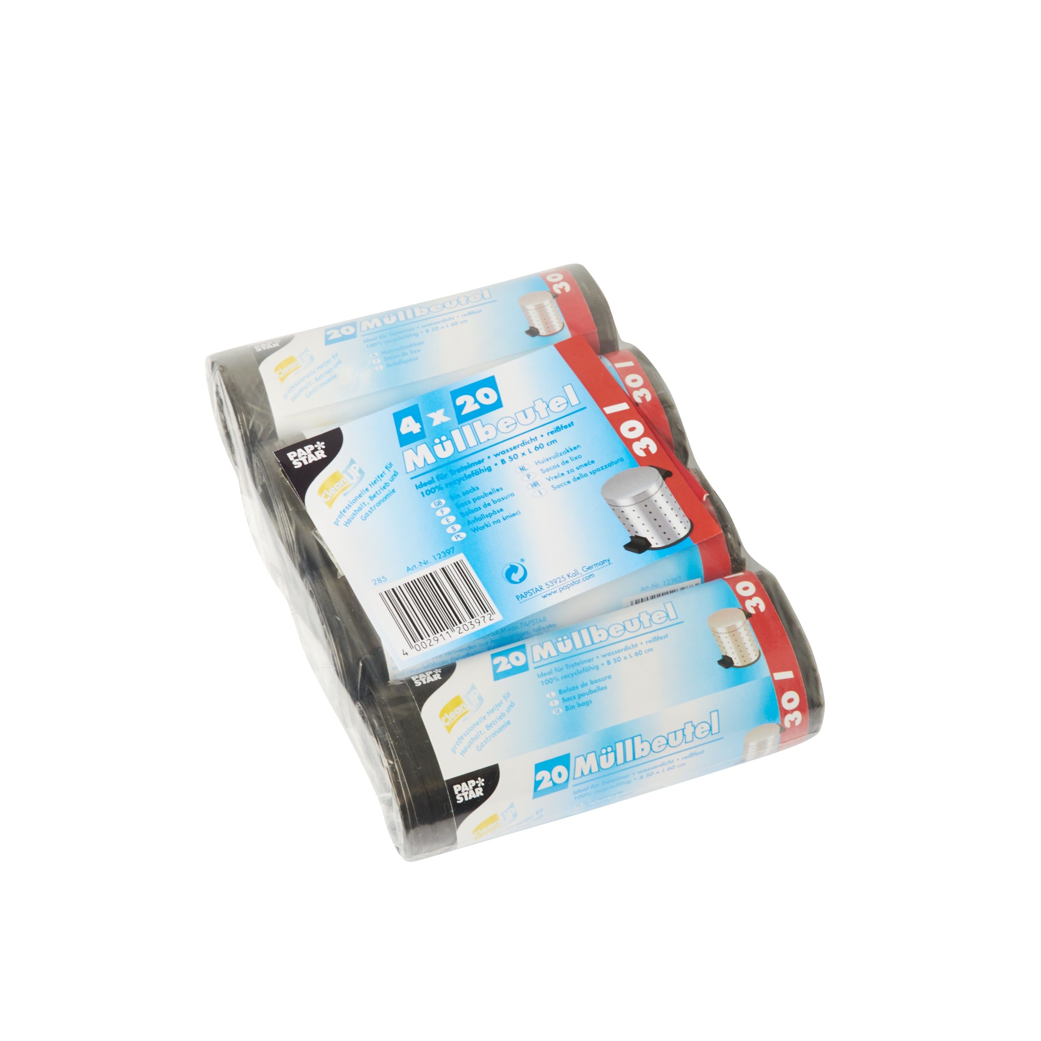 PAPSTAR Stiftmine STARPAK Mülleimerbeutel LDPE, 30 Liter, grau