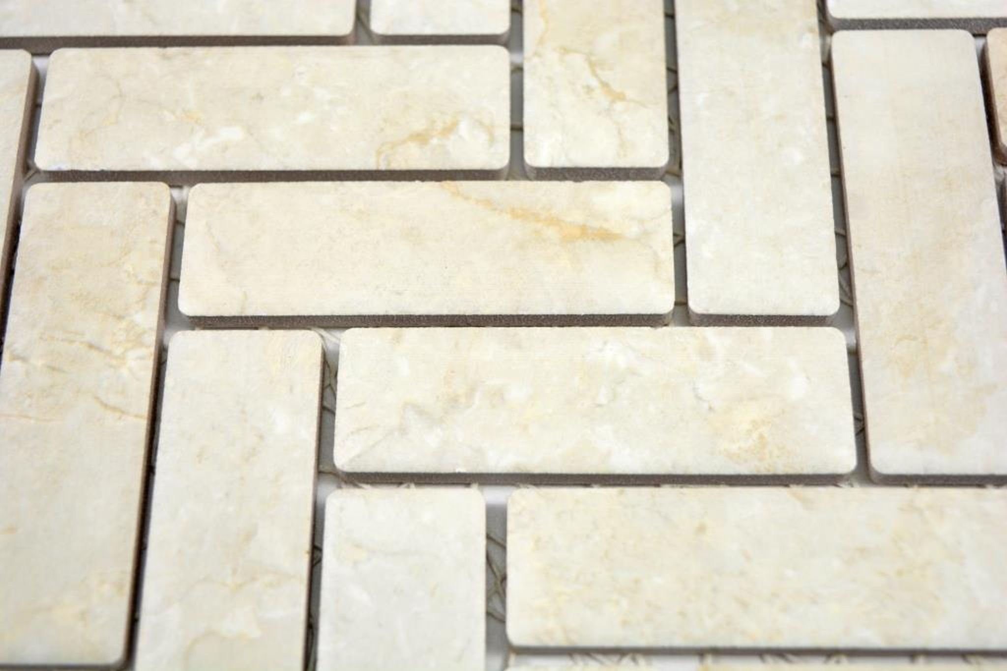 Mosani Mosaikfliesen Fischgrät Mosaikfliese Keramik Steinoptik hellbeige Küche