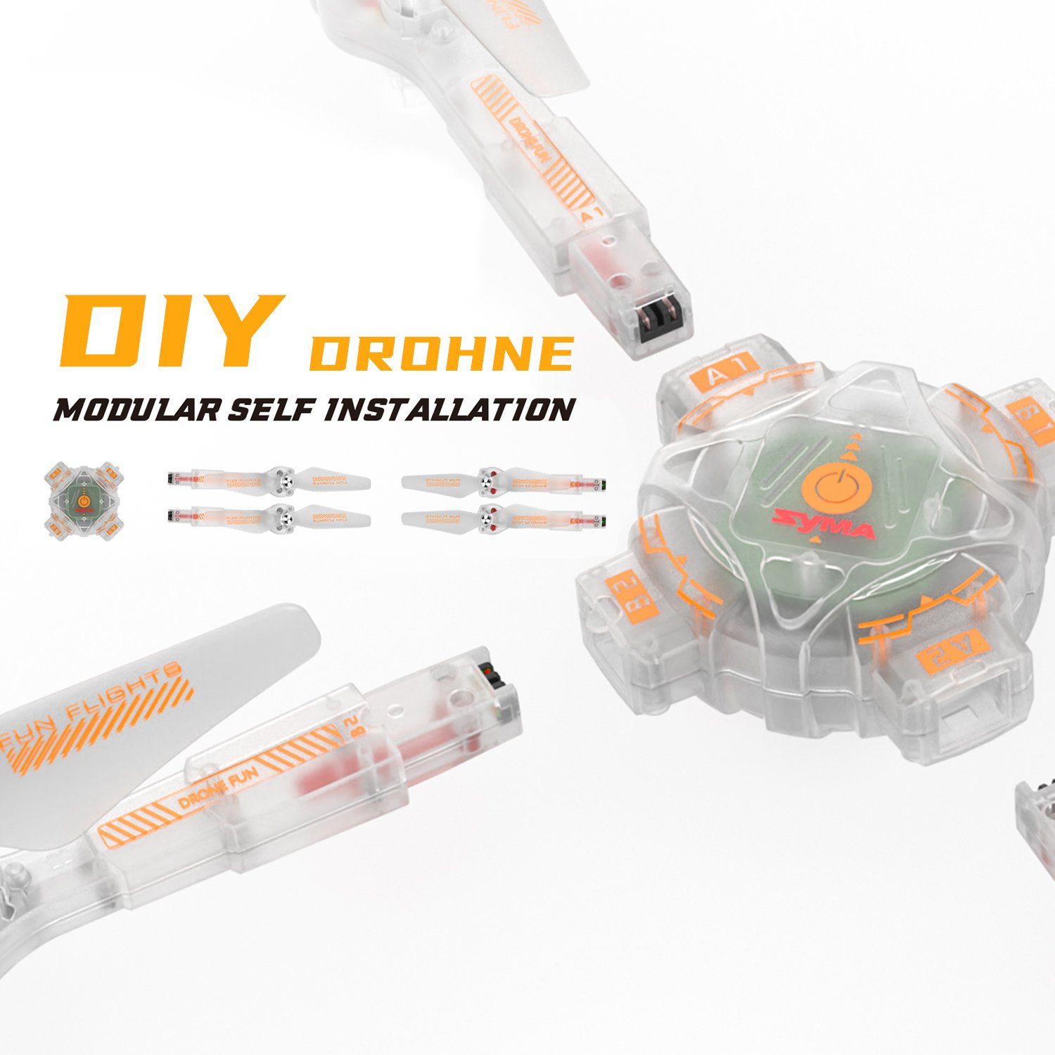 Esun DIY Mini Drohne für Kinder, Quadrocopter Helikopter Ferngesteuert Drohne (Drohnen Spielzeug mit abnehmbaren Armen für Anfänger)