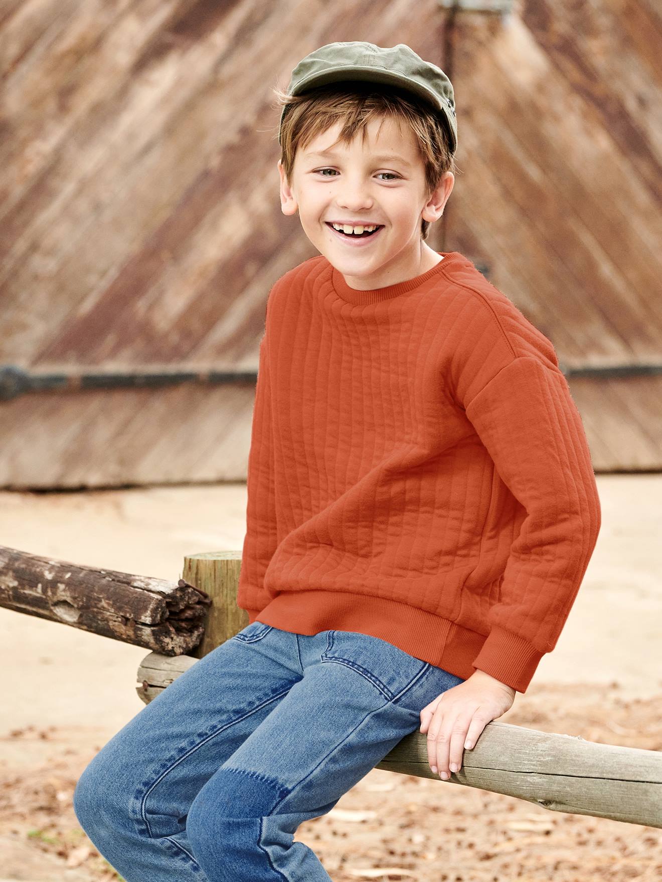 Vertbaudet Jungen Sweatshirt, gesteppt - ziegel