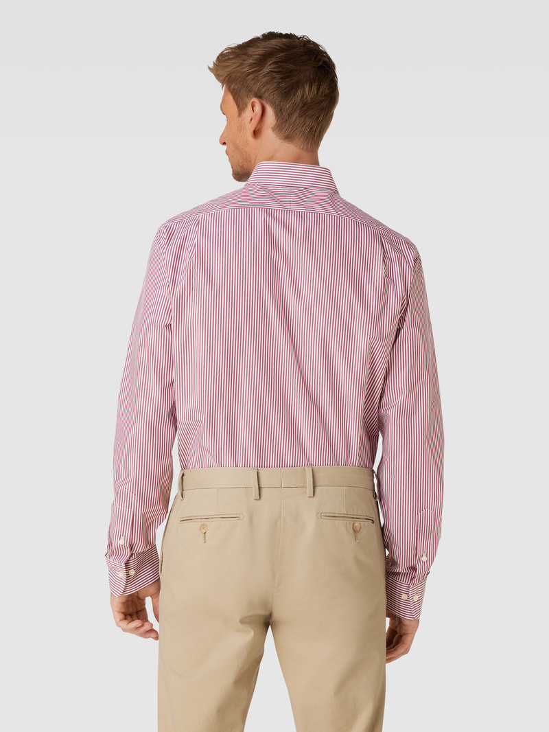 Slim Fit Business-Hemd mit Streifenmuster in rot