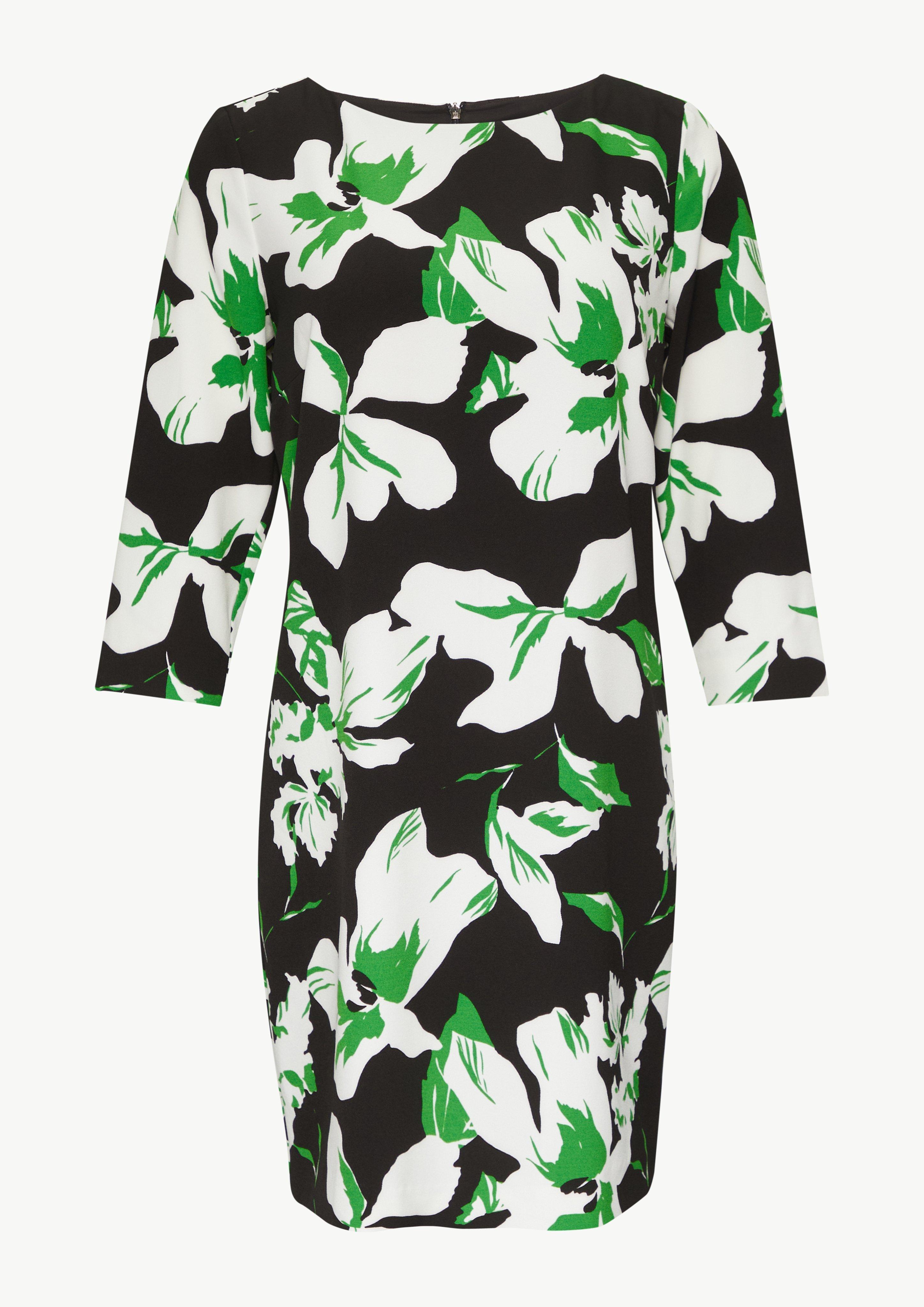Kurzes Kleid mit All-over-Print - schwarz