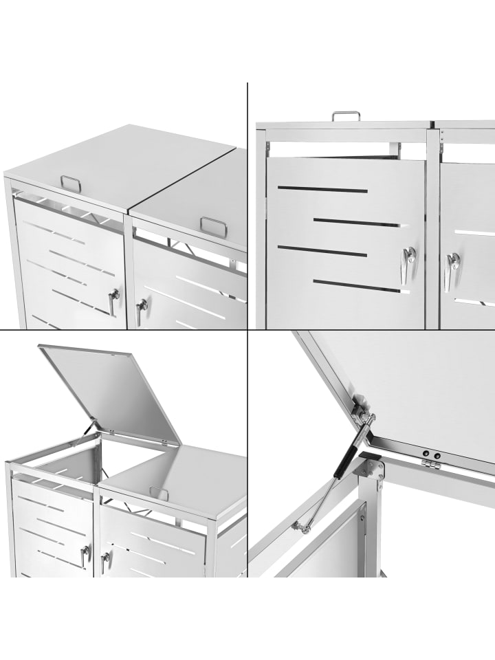 en.casa Mülltonnen Box Fahrenwalde für 2 Tonnen in Silber (B)132cm günstig kaufen onesize