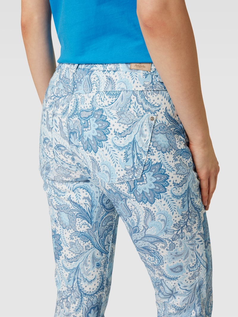 Hose mit Allover-Muster Modell 'ORNELLA' in blau