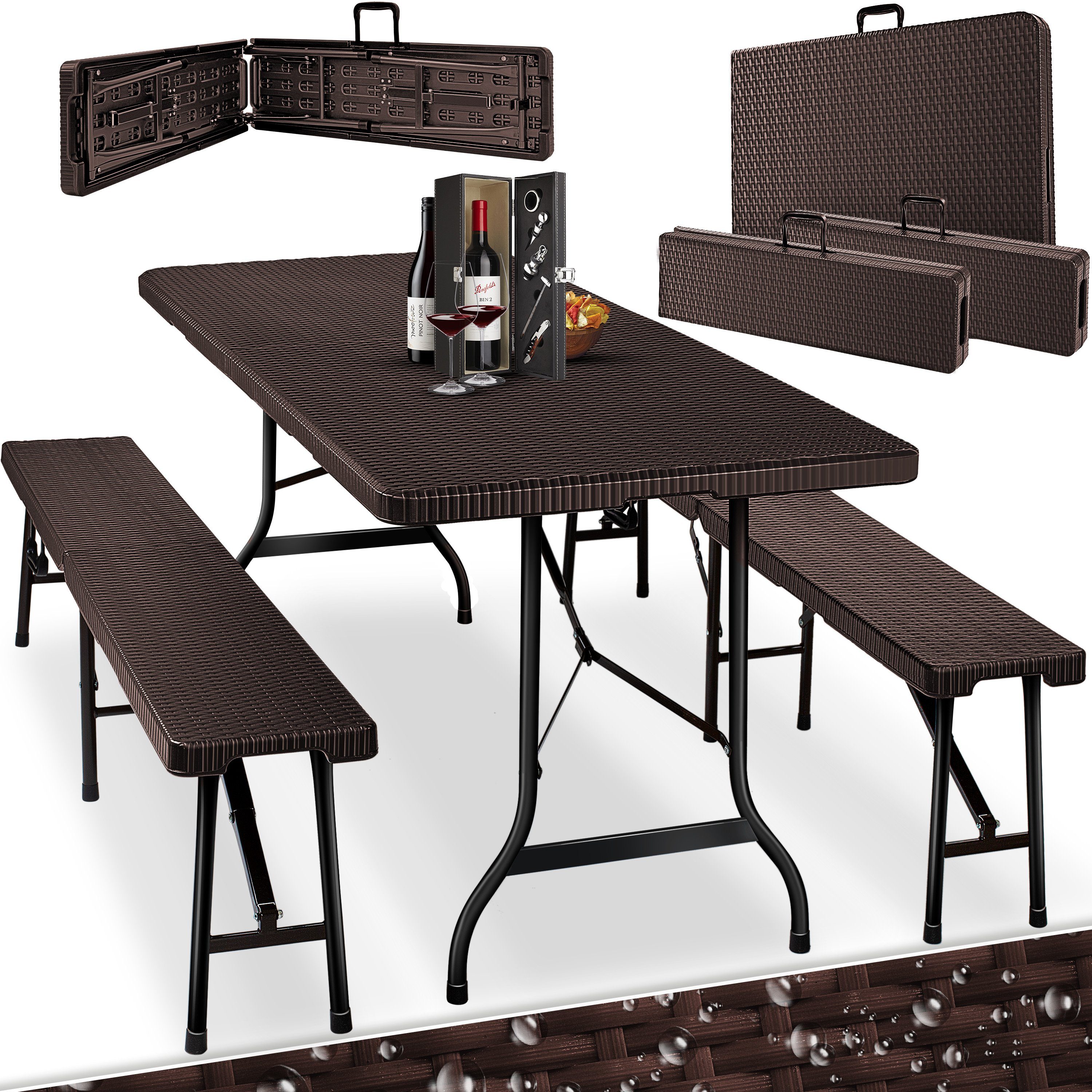 KESSER Bierzeltgarnitur, Bierzeltgarnitur 3-teilig Set, Tisch 2 Bank, für Drinnen