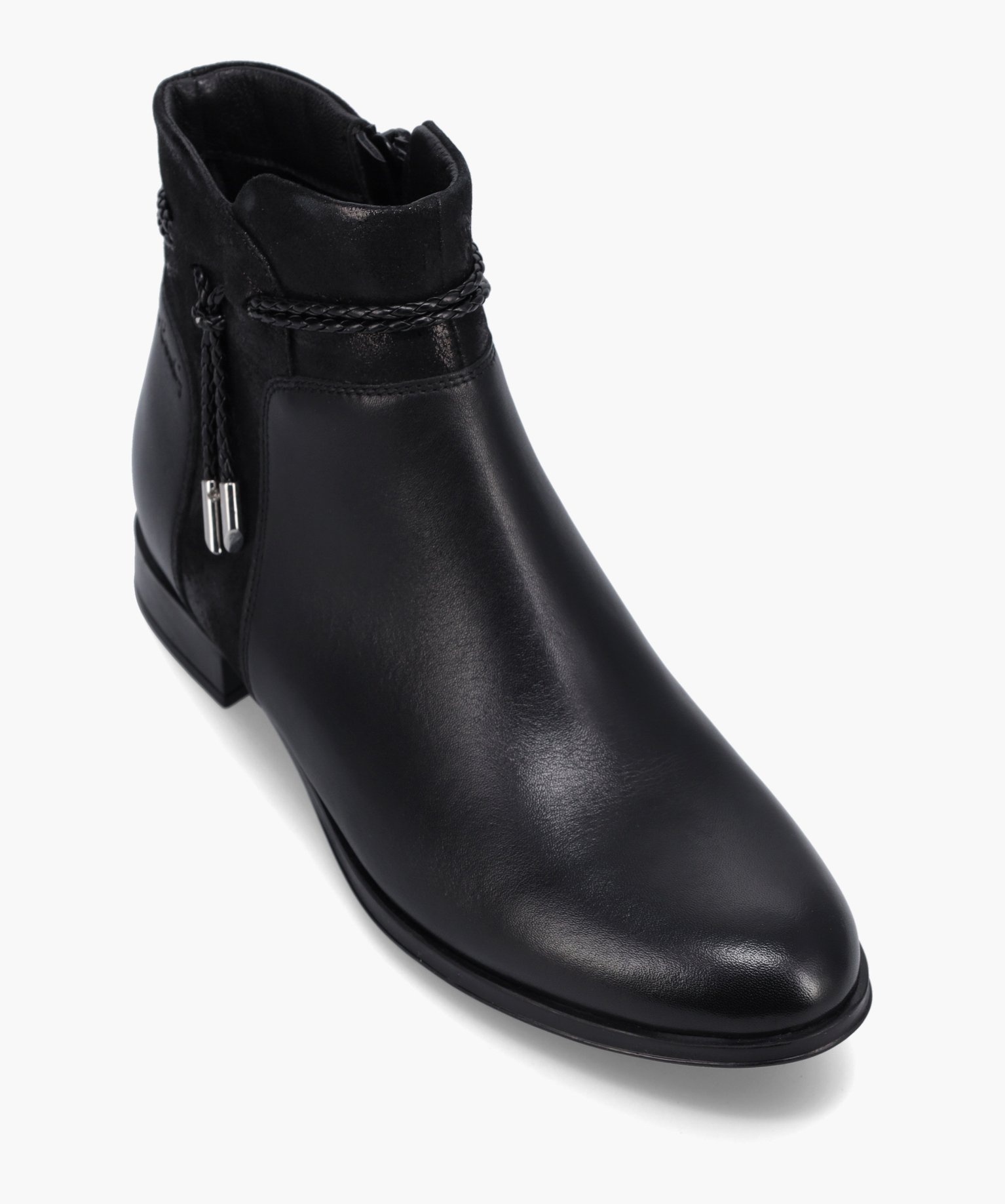 Boots femme dessus cuir uni et cuir fantaisie – Pierre Cardin noir | GEMO