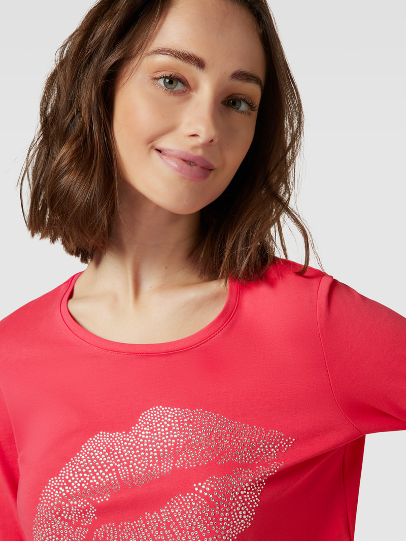 Longsleeve mit Zierperlenbesatz in pink