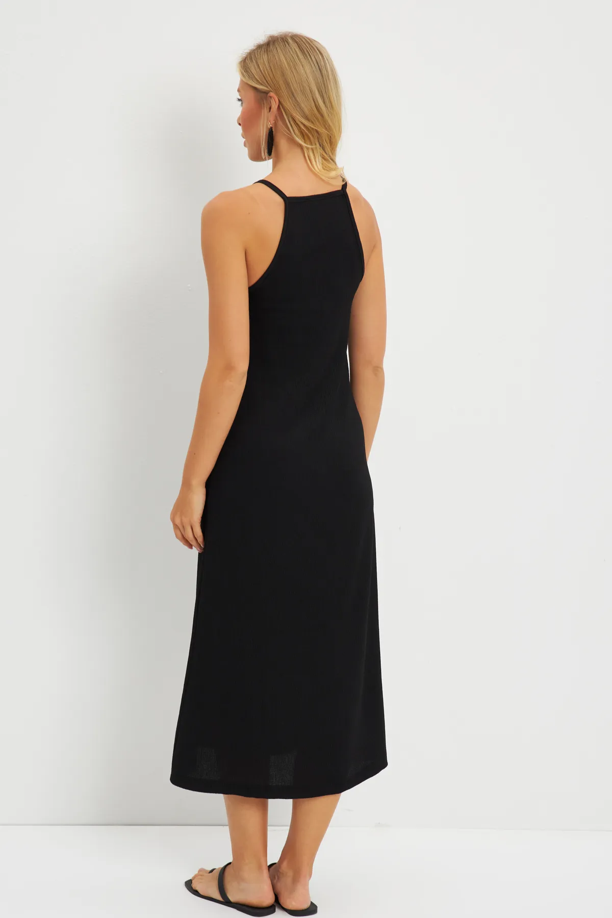 Cool & Sexy  Schwarzes Neckholder-Midikleid mit Wickeldesign für Damen DMR166