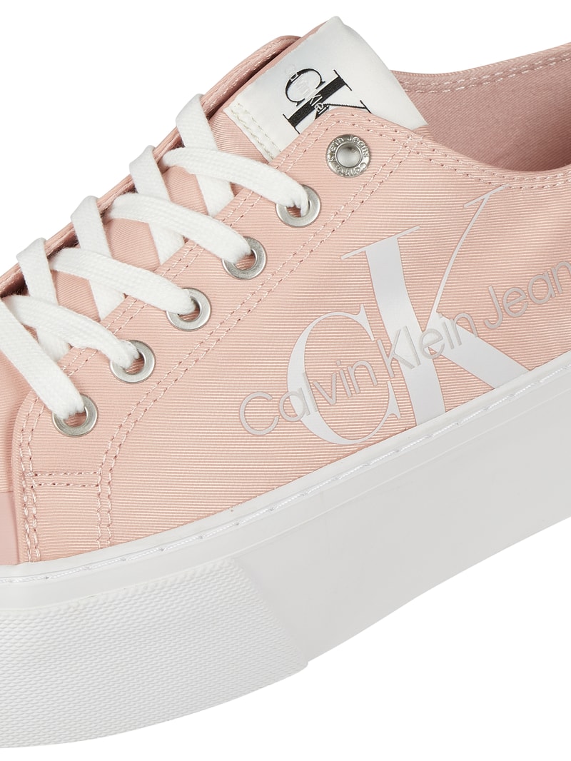 Plateau-Sneaker aus Textil in rosa