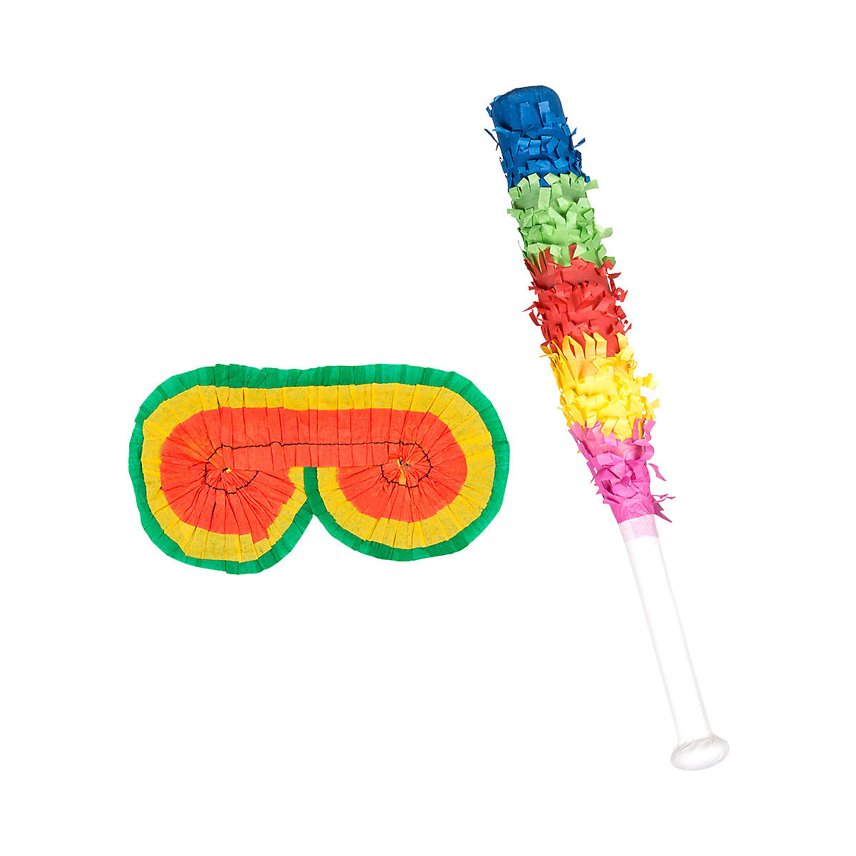 Piñata-Set (Augenbinde und Schlagstock 43 cm)