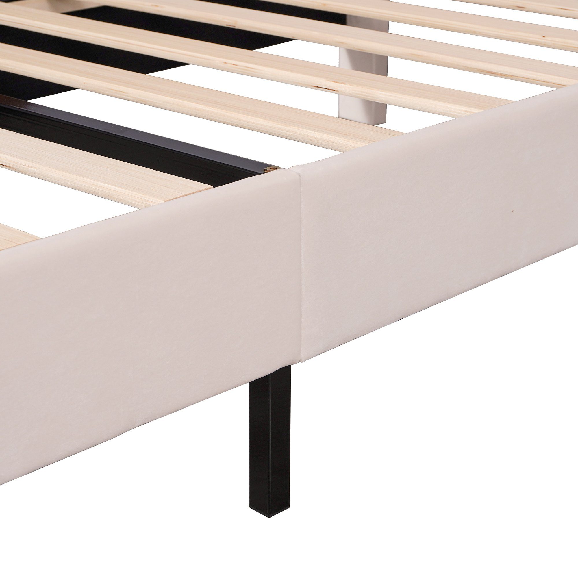 Flieks Polsterbett, Einzelbett Kinderbett Blumenform-Kopfteil Samt 90x200cm