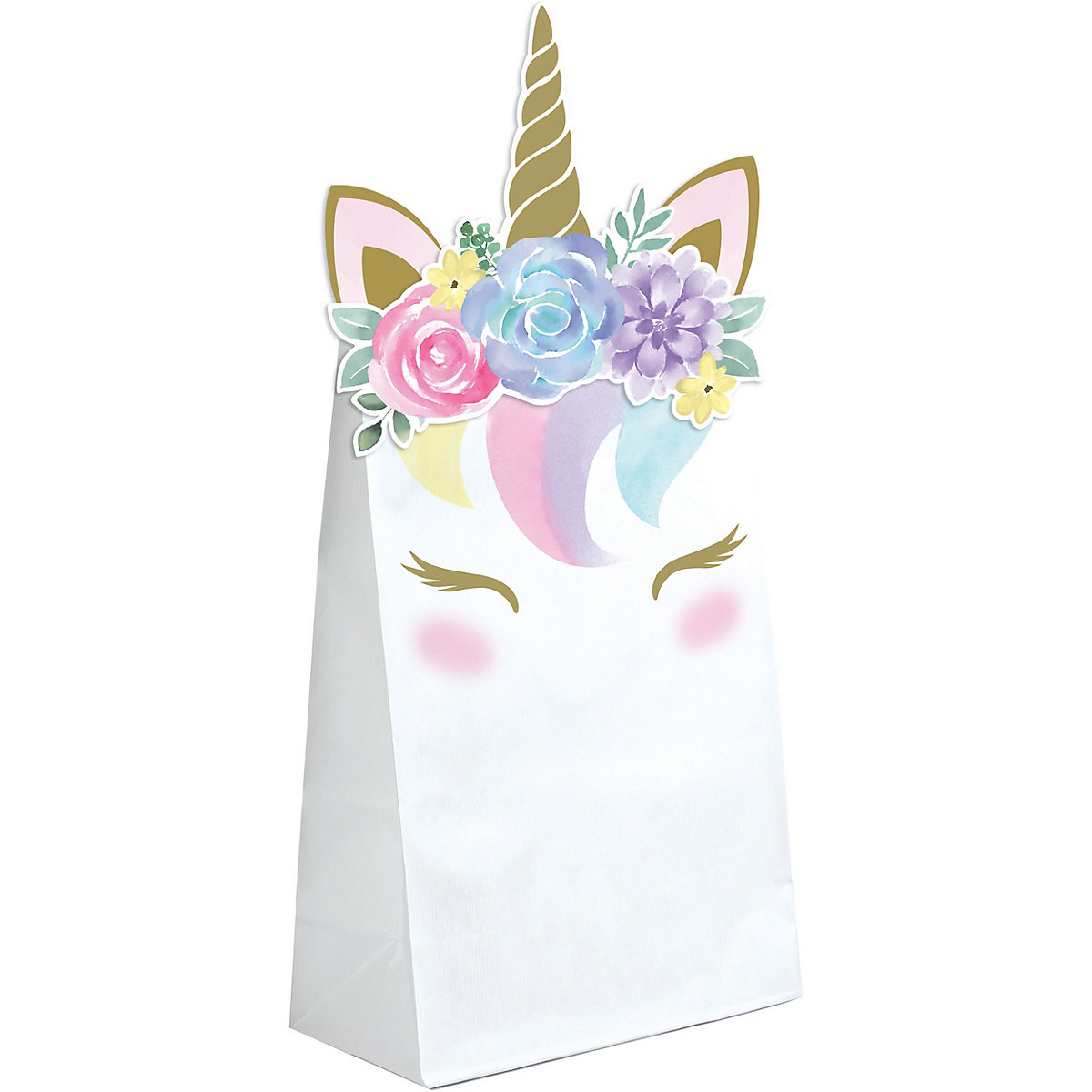 Geschenktüte Mitgebseltüte Baby Einhorn, Papier, 24 x 12 cm, 8 Stück