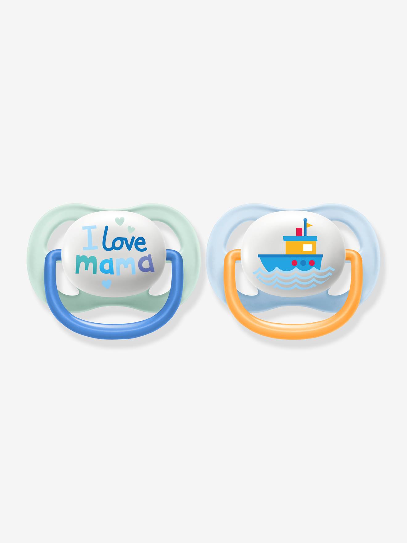 Lot de 2 sucettes Ultra air animals 1er âge Philips AVENT i love mama + bateau