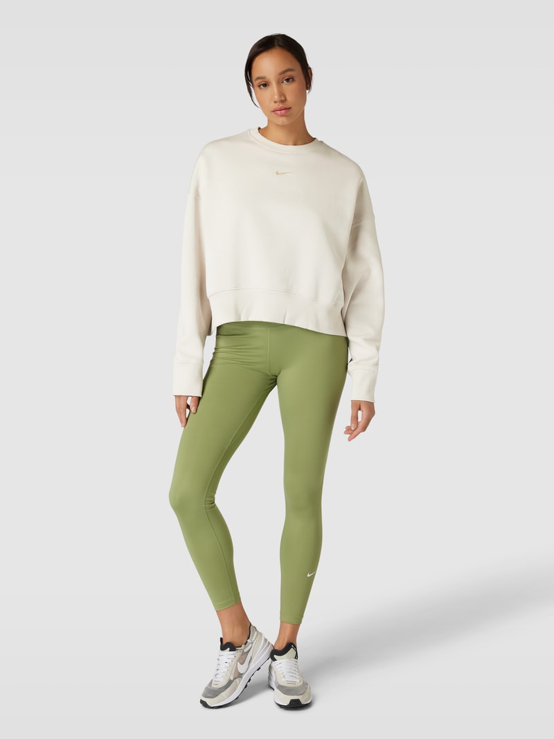 Cropped Sweatshirt mit Label-Stitching in beige