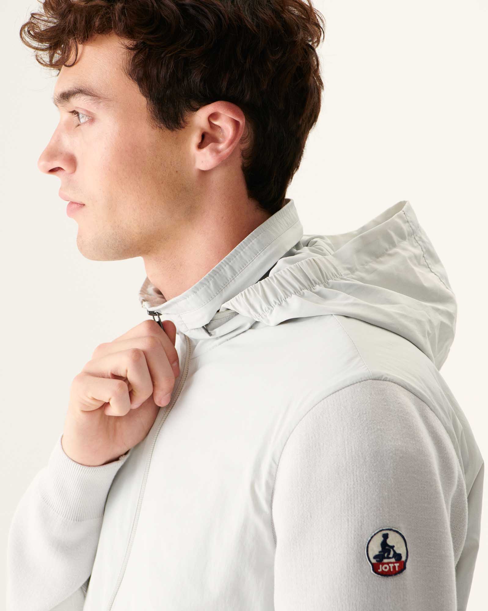 Veste à capuche bi-matière Gris clair Bardenas