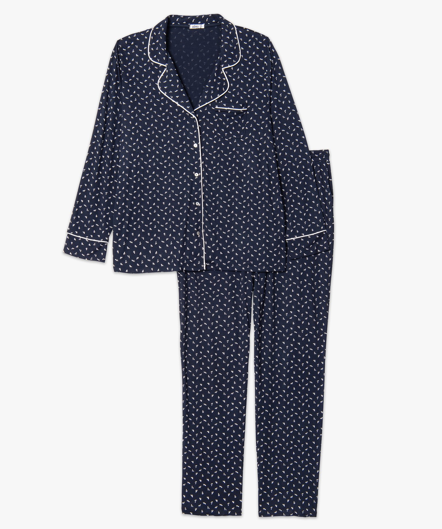 Pyjama femme grande taille deux pièces : chemise et pantalon imprime | GEMO