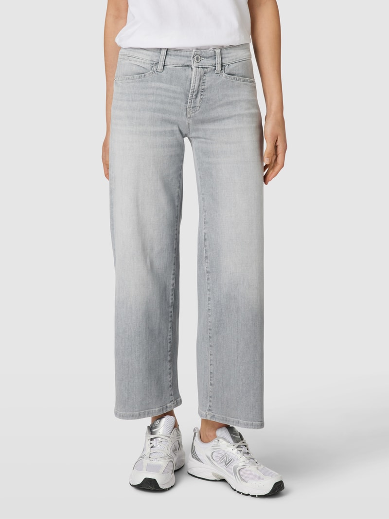 Straight Fit Jeans mit Label-Patch Modell 'CHRISTIE' in hellgrau