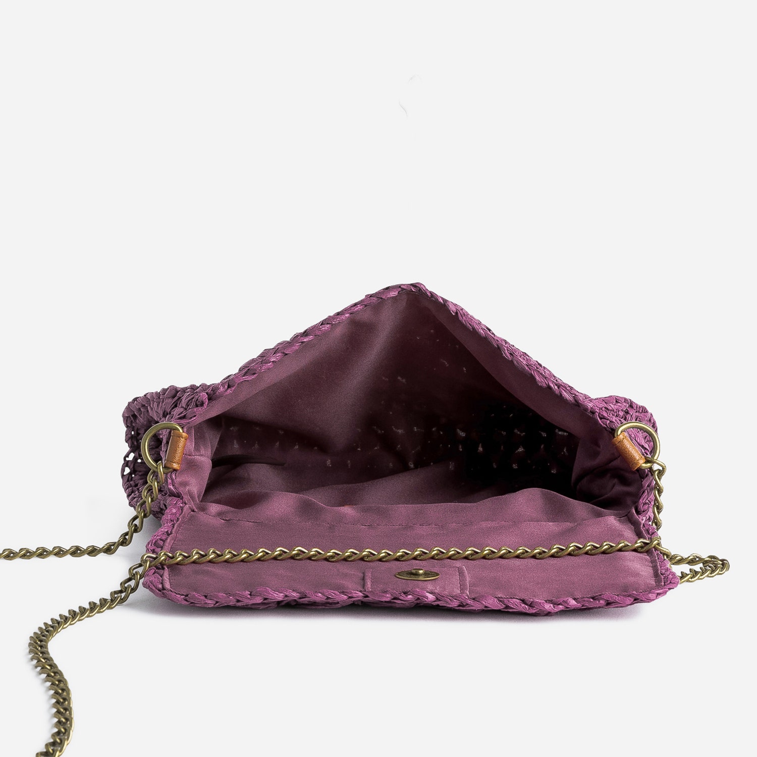 Sac pochette prune papier tressé