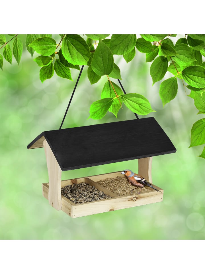 relaxdays Vogelfutterhaus in Schwarz/ Natur günstig kaufen onesize