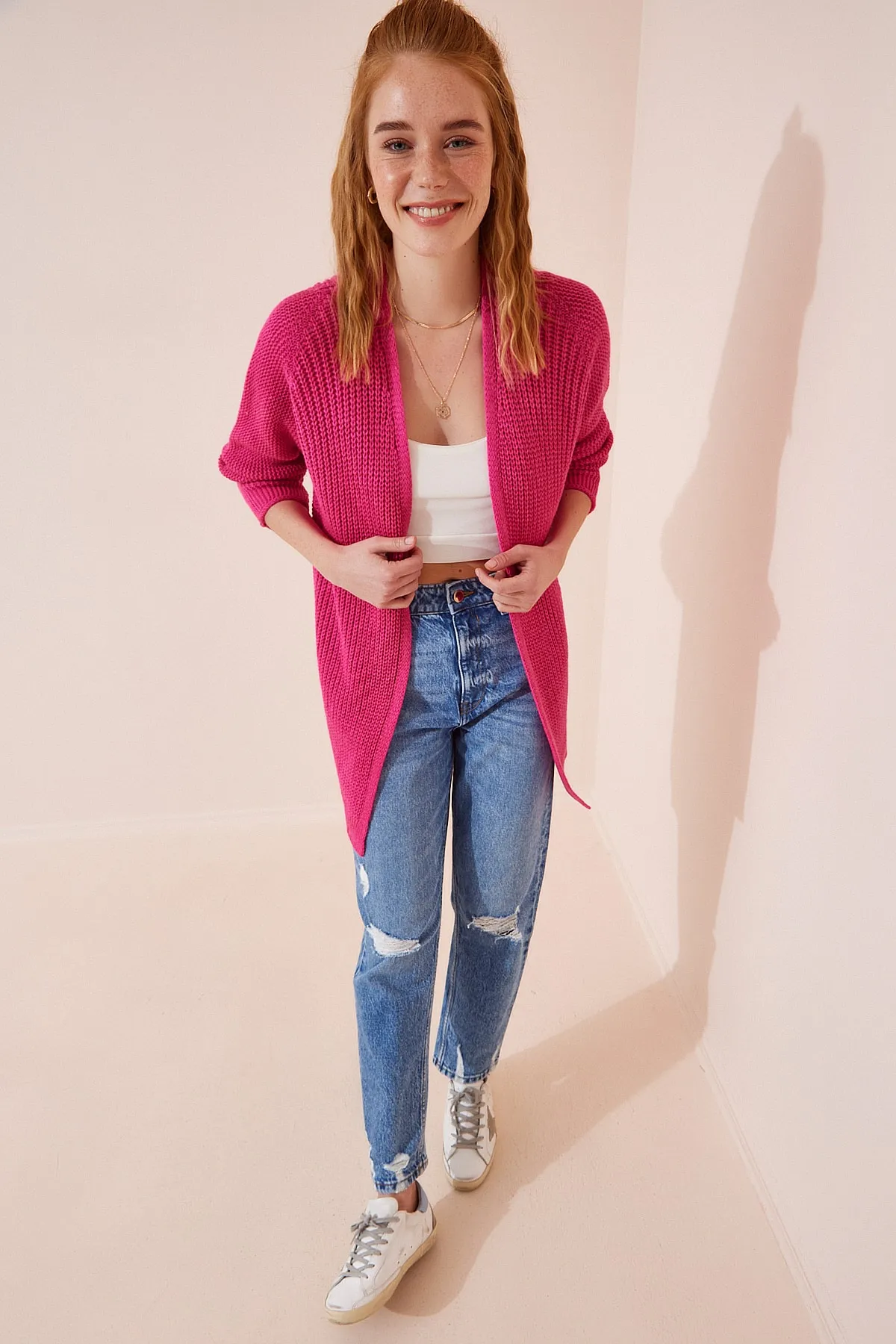 Happiness İstanbul  Strickjacke - Rosa - Regular Fit