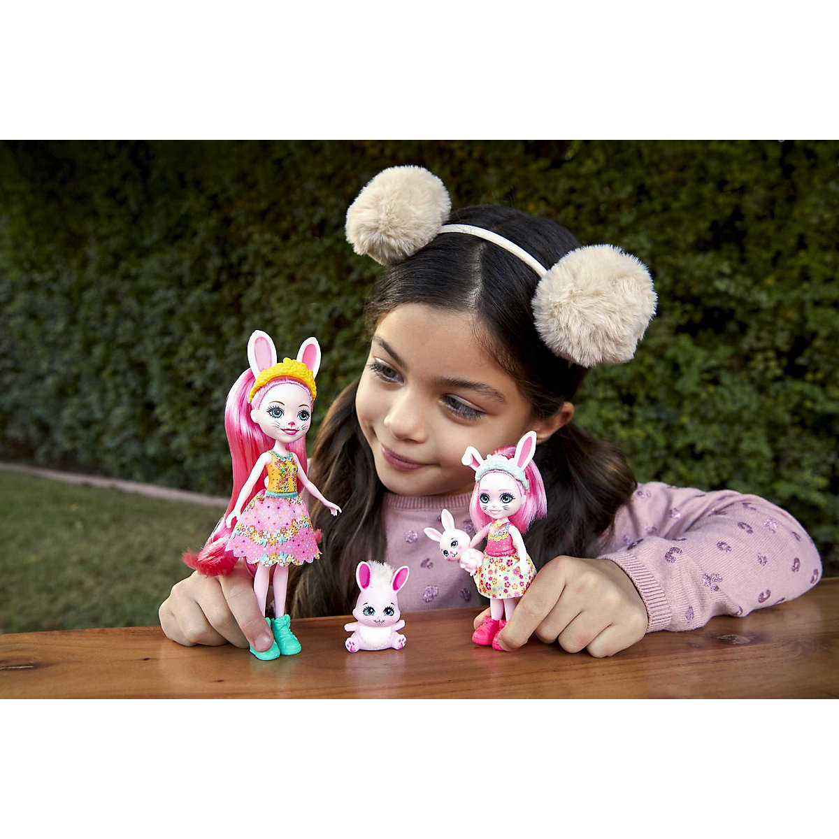 Enchantimals Bree Bunny und kleine Schwester (ca. 15 cm & ca. 4 cm) & 2 Tierfiguren